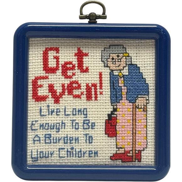 Handmade Cross Stitch Wall Hanger 4 inch Square - Picture 2 of 3